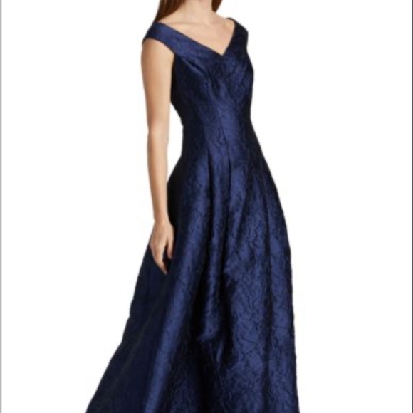 Teri Jon by Rickie Freeman Jacquard Satin Ball Gown - Picture 1 of 9